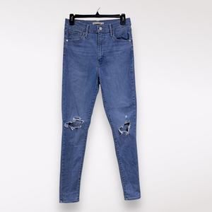 Levi's 29 Mile‎ High Super Skinny Denim Distressed Jeans Ripped Blue Preppy Cute